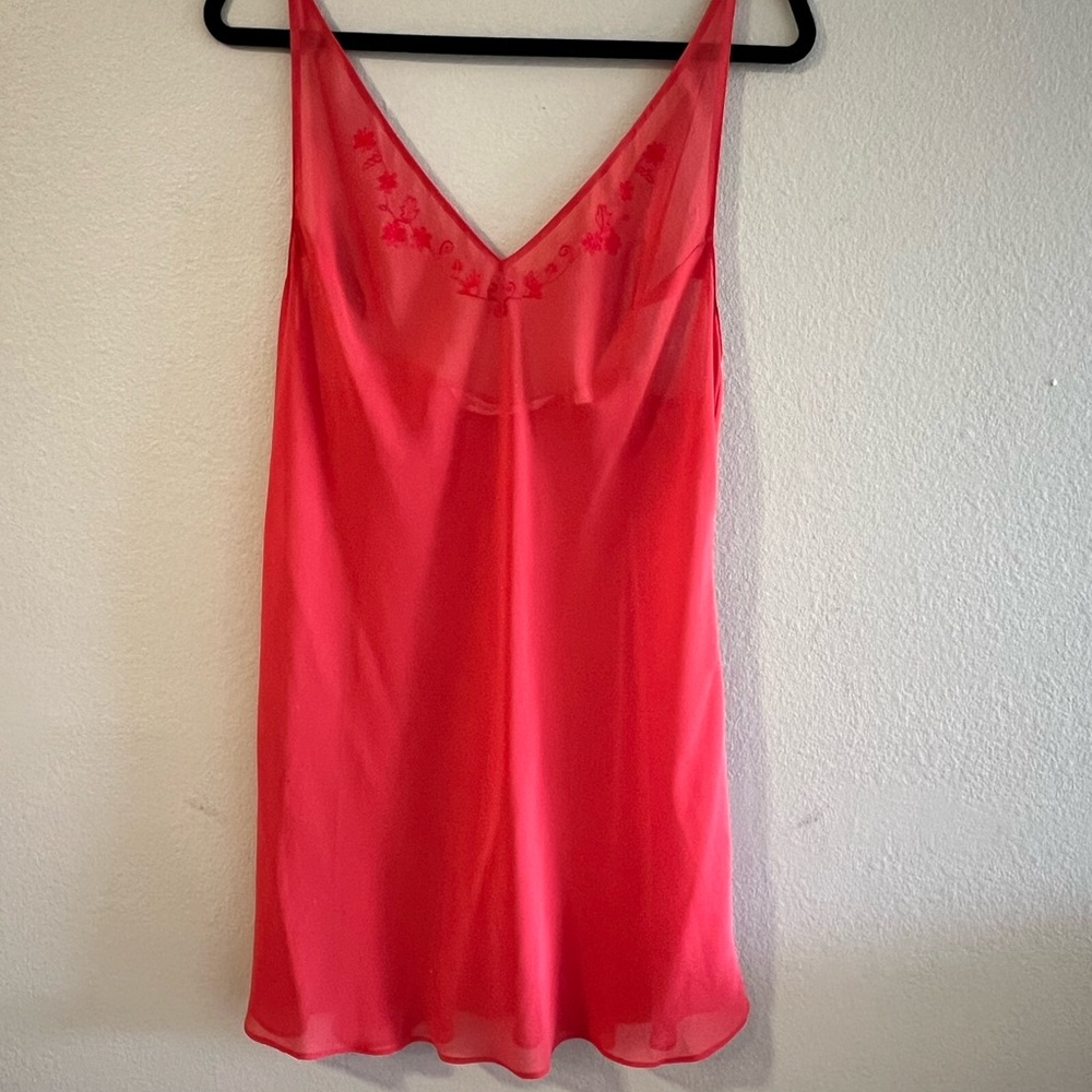 Vintage Victorias Secret Red Sheer Slip